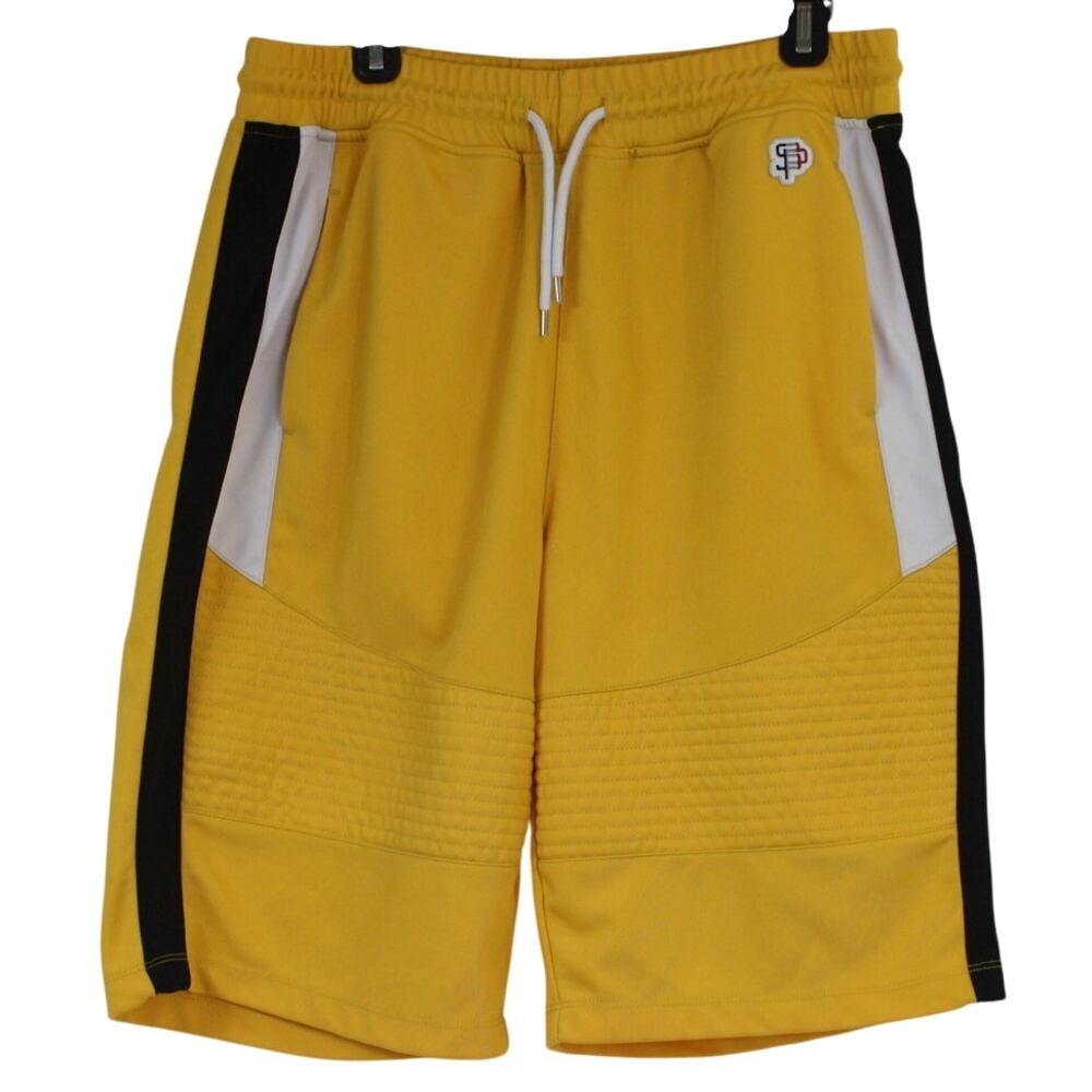 Y2K Southpole Men's XL Yellow Moto Athletic Baggy Gym Shorts Longline Vintage